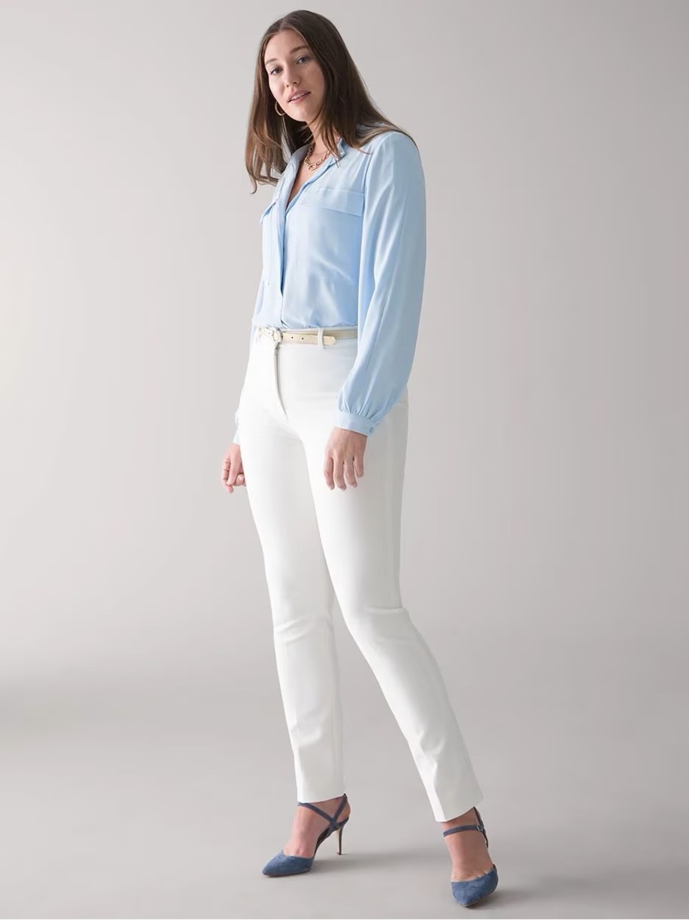 WHITE HOUSE BLACK MARKET ELLE SLIM TROUSER COMFORT STRETCH SZ 6 ECRU NWT